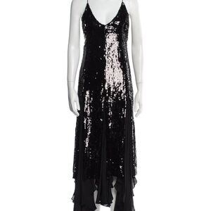 Khaite Black Sequin Evening Dress
